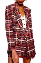 Women's Topshop Brushed Check Blazer Us (fits Like 0) - Pink