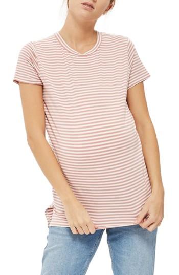 Women's Topshop Stripe Maternity Tee Us (fits Like 2-4) - Pink