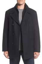 Men's Marc New York Burnett Wool Blend Peacoat With Front Insert, Size - Blue