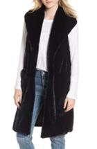 Women's Heurueh Heather Faux Mink Fur Vest, Size - Black