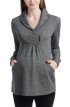 Women's Kimi And Kai Sadie Shawl Collar Maternity Sweatshirt - Grey