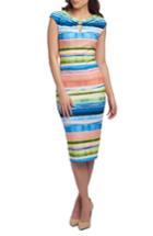 Women's Eci Stripe Pique Midi Dress - Coral