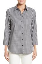 Women's Lafayette 148 New York Paget Gingham Blouse, Size - Grey