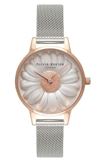 Women's Olivia Burton Flower Show Mesh Strap Watch, 30mm