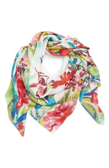 Women's Nordstrom Oversized Print Square Scarf, Size - Pink