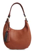 Sondra Roberts Braided Handle Faux Leather Hobo - Brown