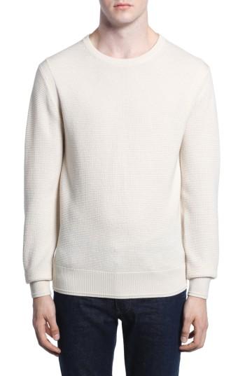 Men's Todd Snyder Merino Waffle Knit Wool Sweater - White