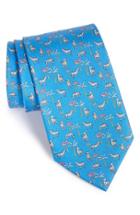 Men's Salvatore Ferragamo Zebra Print Silk Tie, Size - Blue