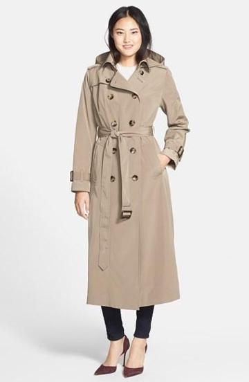 London Fog Long Trench Coat With Removable Hood (online Only)