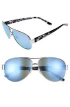 Women's Tory Burch 60mm Polarized Aviator Sunglasses - Silver/ Blue