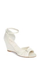 Women's Something Bleu Queenie Ankle Strap Wedge Sandal .5 M - Ivory