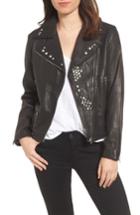 Women's True Religion Brand Jeans Studded Leather Jacket - Black