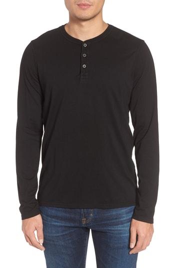 Men's Ag Clyde Slim Fit Long Sleeve Henley - Black