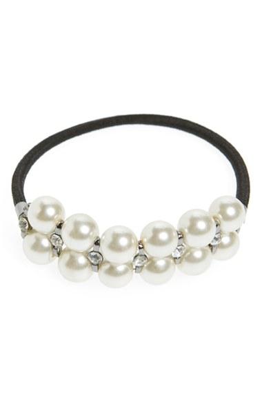 Cara Pearly Bead Ponytail Holder, Size - Metallic