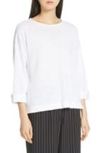 Women's Eileen Fisher Round Neck Organic Linen Top, Size - White