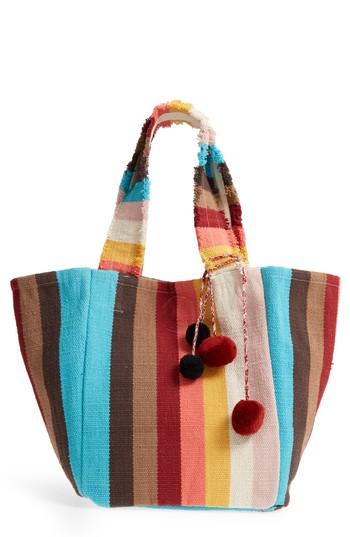 Muche Et Muchette Etienne Stripe Cotton Tote - Coral