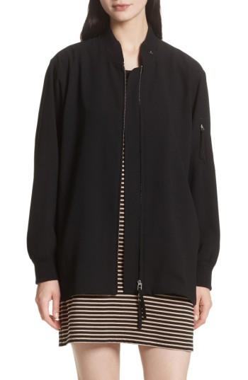 Women's T By Alexander Wang Crepe Bomber Jacket - Black