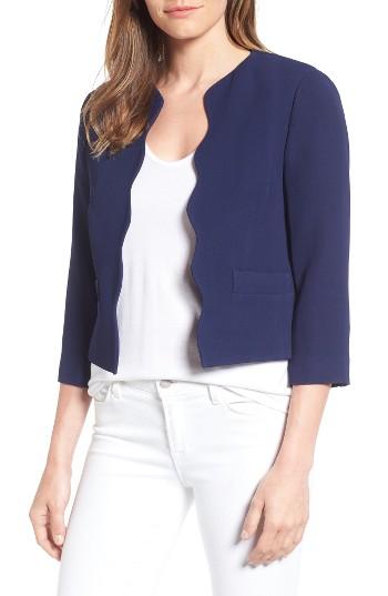 Women's Draper James Crop Scallop Blazer - Blue
