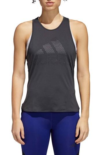 Women's Adidas Performer B-ball Mesh Tank - Grey