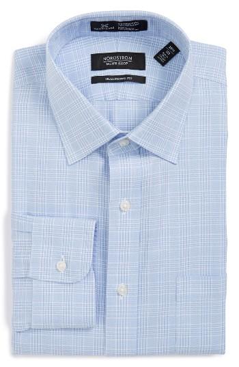 Men's Nordstrom Men's Shop Smartcare(tm) Traditional Fit Plaid Dress Shirt 36 - Blue