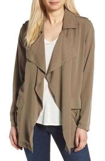 Women's Trouve Drape Front Military Jacket - Green