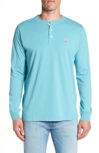 Men's Psycho Bunny Long Sleeve Henley T-shirt (m) - Blue