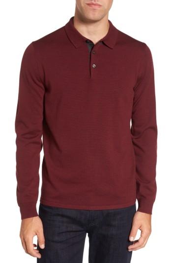 Men's Nordstrom Men's Shop Merino Wool Polo Sweater - Burgundy