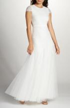Women's Fame & Partners Denevue Lace & Tulle A-line Gown - White