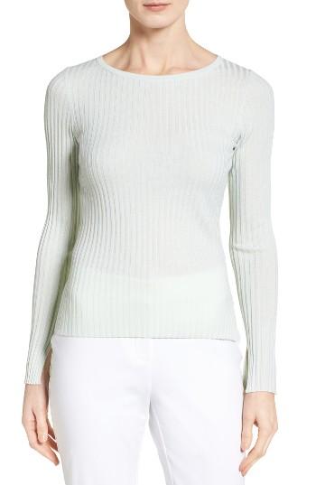 Women's Classiques Entier Slit Cuff Merino Wool & Silk Pullover - Green