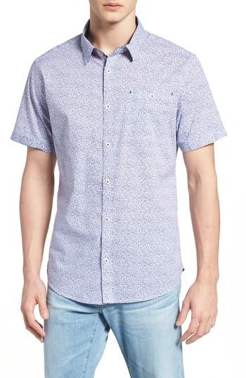 Men's 7 Diamonds Neon Rain Slim Fit Short Sleeve Sport Shirt, Size - Blue