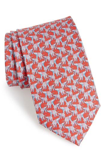 Men's Salvatore Ferragamo Fumbo Print Silk Tie, Size - Red