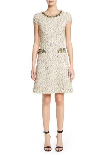 Women's St. John Collection Romee Tweed Dress - Yellow