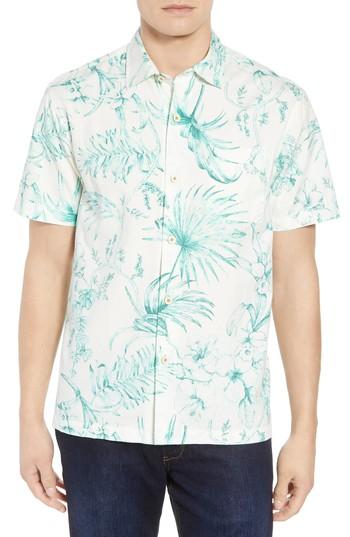Men's Tommy Bahama El Botanico Regular Fit Cotton & Silk Sport Shirt - White