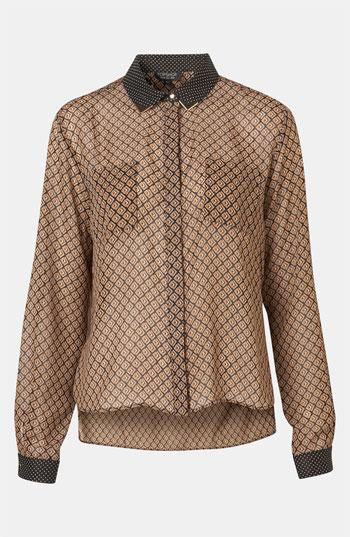 Topshop Mixed Print Tipped Collar Shirt Multi Bright 6