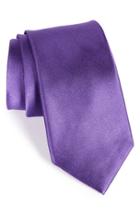 Men's Nordstrom Men's Shop Solid Satin Silk Tie, Size X-long - Purple