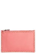 Valentino Rockstud Large Leather Pouch - Pink