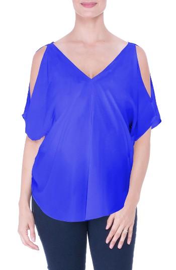Women's Olian Cold Shoulder Matenity Top - Blue