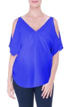 Women's Olian Cold Shoulder Matenity Top - Blue