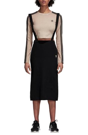 Women's Adidas Originals Midi Skirt With Shoulder Straps - Black