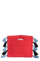 Binge Knitting Woven Tassel Clutch - Red