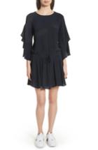 Women's A.l.c. Cannon Flutter Sleeve Silk Dress - Blue