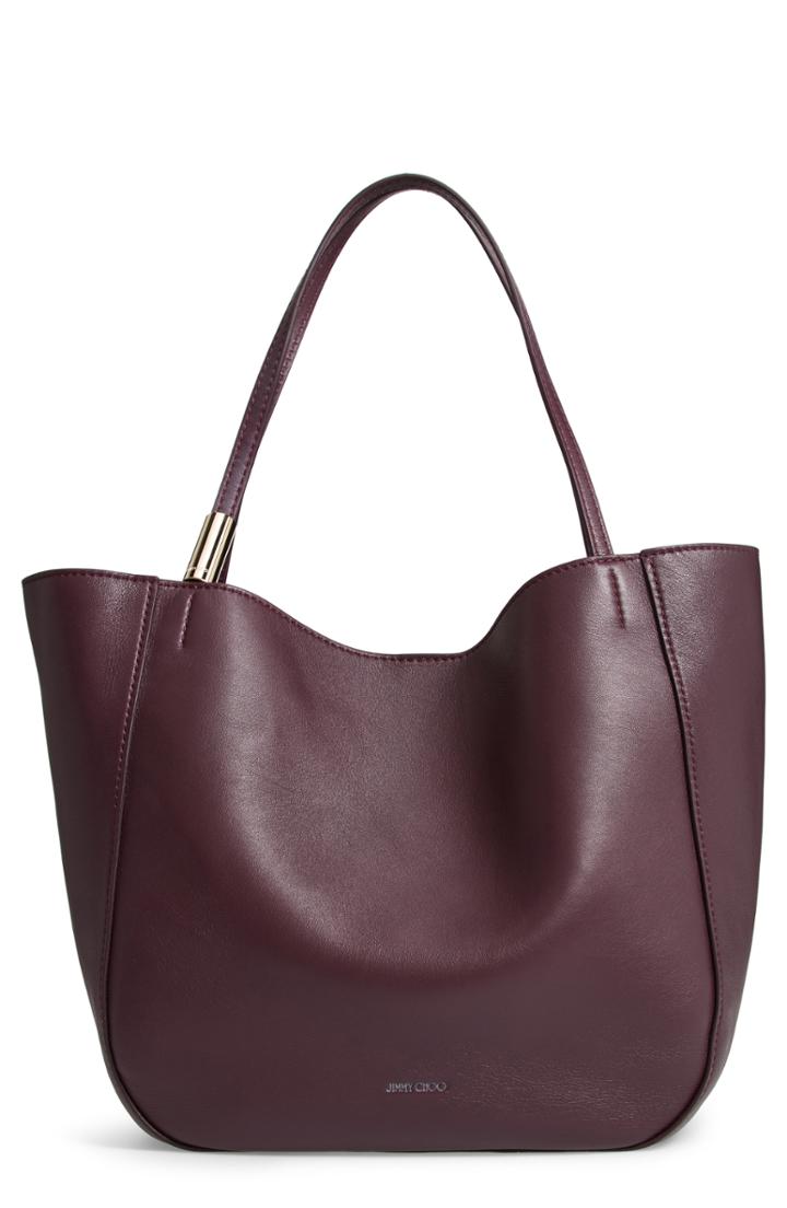 Jimmy Choo Stevie Lambskin Leather Tote - Purple