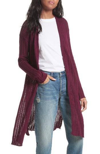 Women's Free People Ribby Long Cardigan - Burgundy