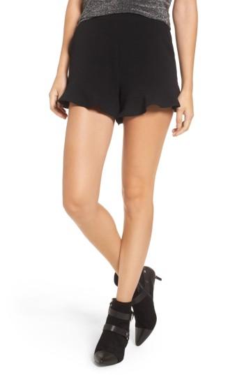 Women's Lush Ruffle Hem Shorts - Black