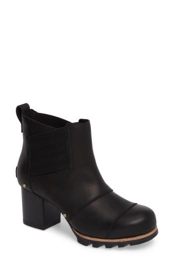 Women's Sorel Addington Water-resistant Chelsea Bootie .5 M - Black