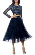 Women's Lace & Beads Carmel Sequin Top & Tulle Skirt Combo - Blue