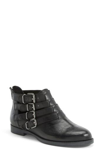 Women's Bella Vita 'ronan' Buckle Leather Bootie .5 M - Black (online Only)