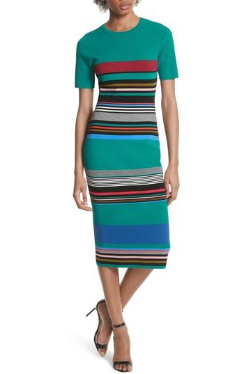 Women's Diane Von Furstenberg Stripe Short Sleeve Sweater Dress - Green