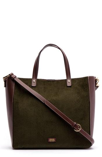 Frances Valentine Large Margaret Corduroy & Leather Tote - Green