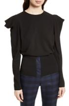 Women's Tibi Drape Sleeve Top - Black